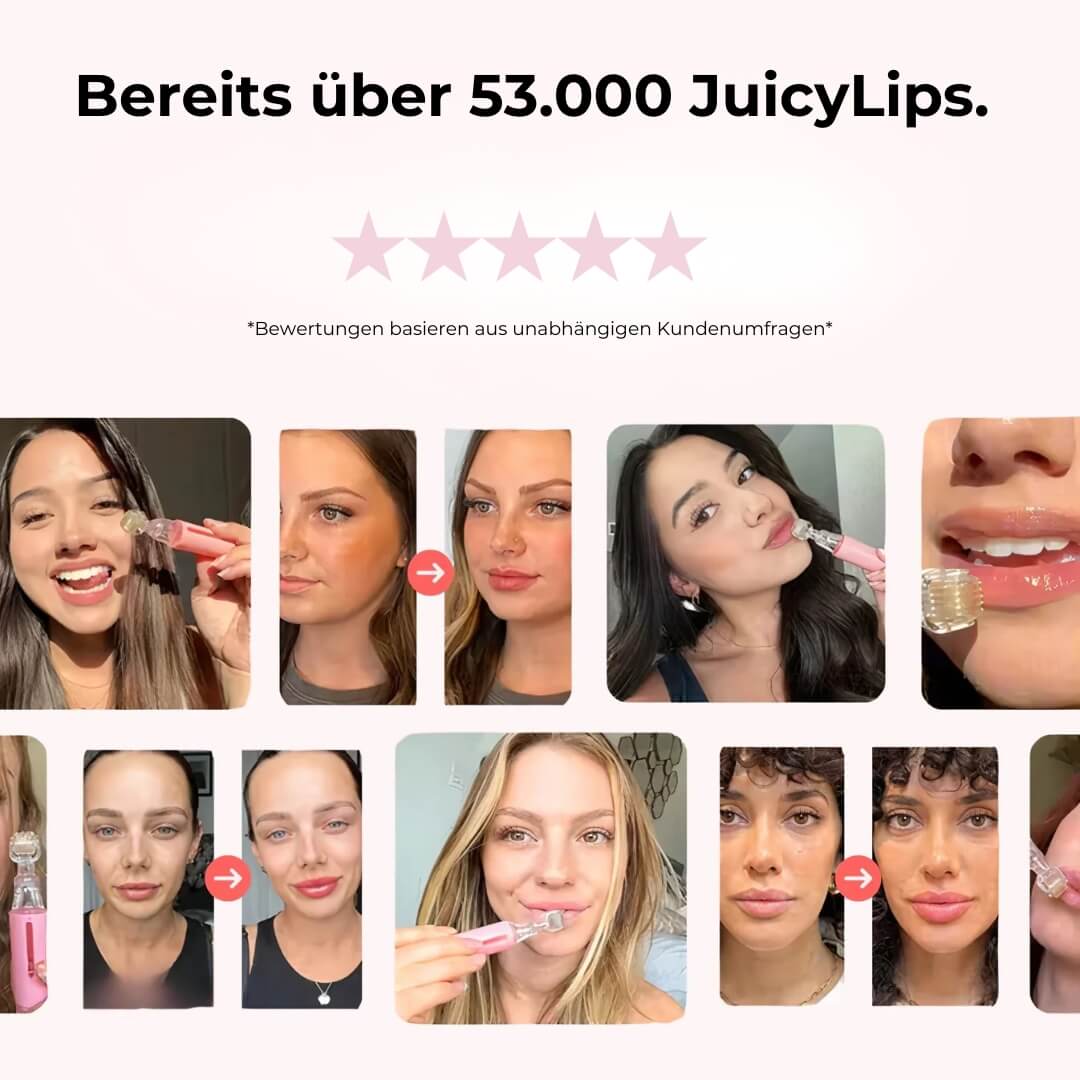 JuicyLips Lip Boost Set – Frau trägt das Gerät auf, einfache Anwendung zu Hause
