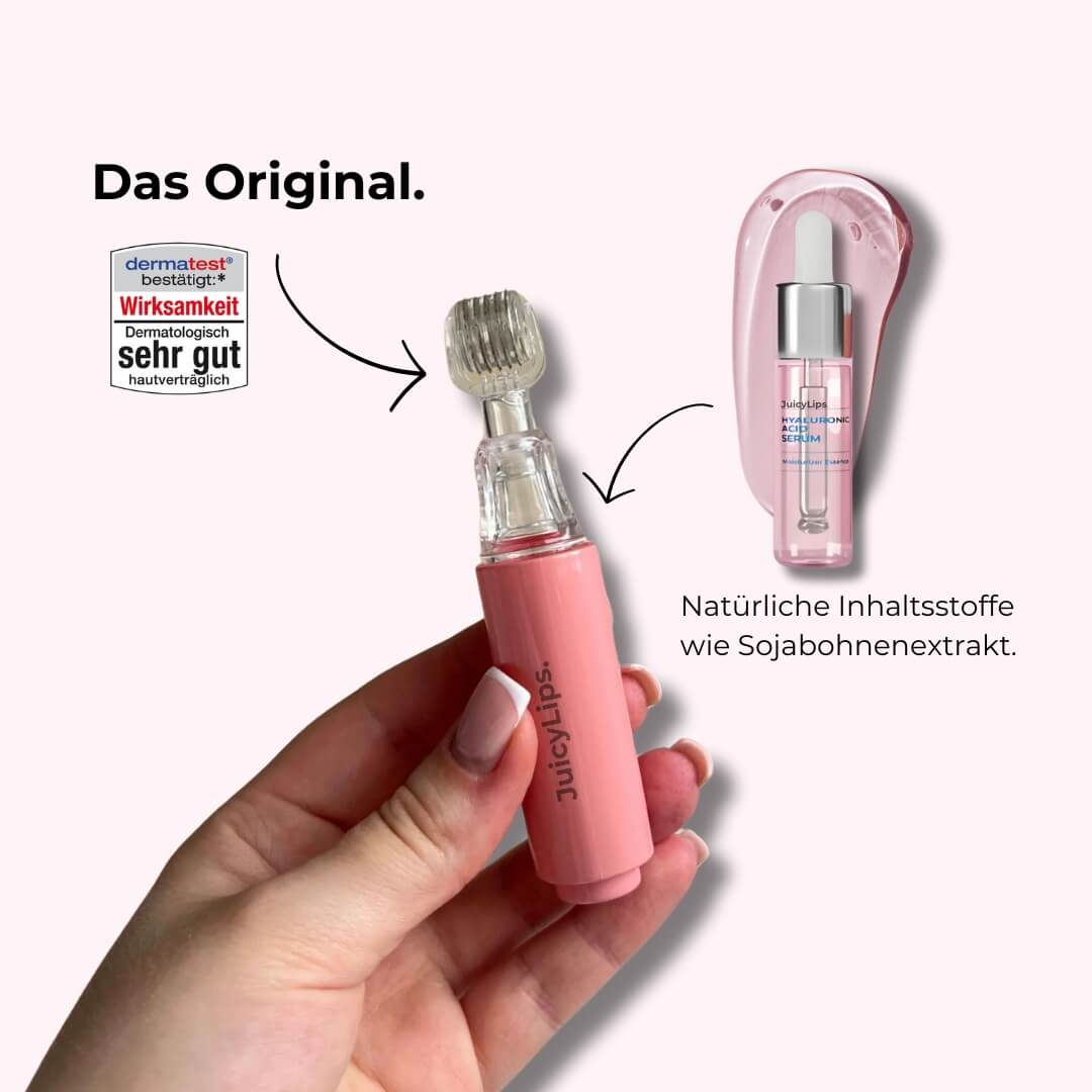 JuicyLips Lip Boost Set – Originalgerät in der Hand, kabellos und leicht anzuwenden